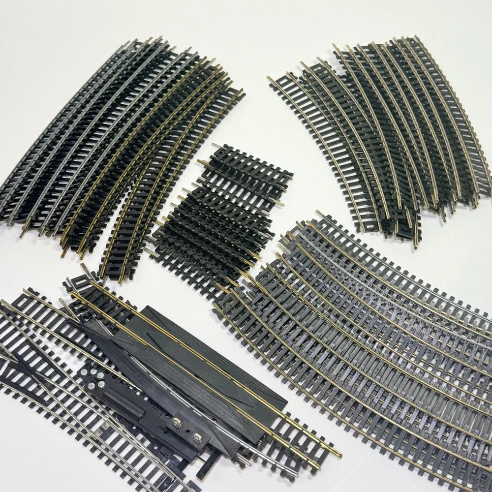 50 Piece HO Scale Model Train Track Lot Curved Straight Switch Brass Nickel
